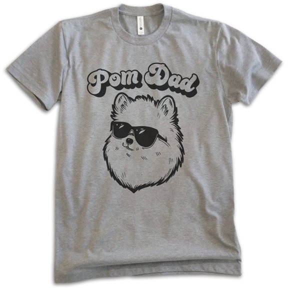 Pom Dad T-shirt, Unisex Men's Shirt, Pomeranian, Pom Owner, Best Dog Dad Gift, Dark Heather Gray, Small