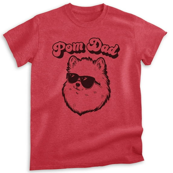 Pom Dad T-shirt, Unisex Men's Shirt, Pomeranian, Pom Owner, Best Dog Dad Gift, Heather Red, Large