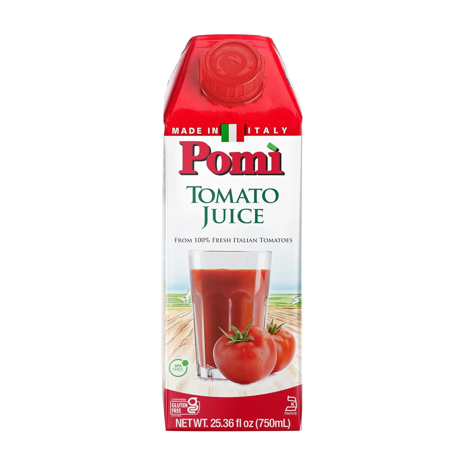 Pomì Italian Tomato Juice 25.36 fl oz (Pack of 6) Made 100 Fresh Low