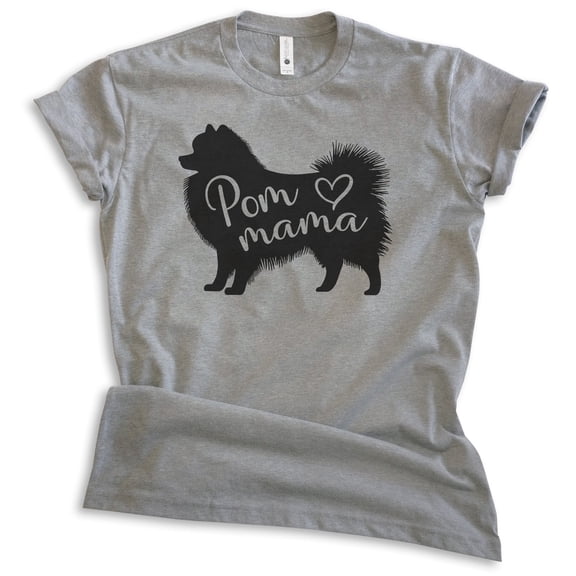 Pom Mama T-shirt, Unisex Women's Shirt, Pomeranian, Pom Owner, Best Dog Mama Gift, Dark Heather Gray, Small