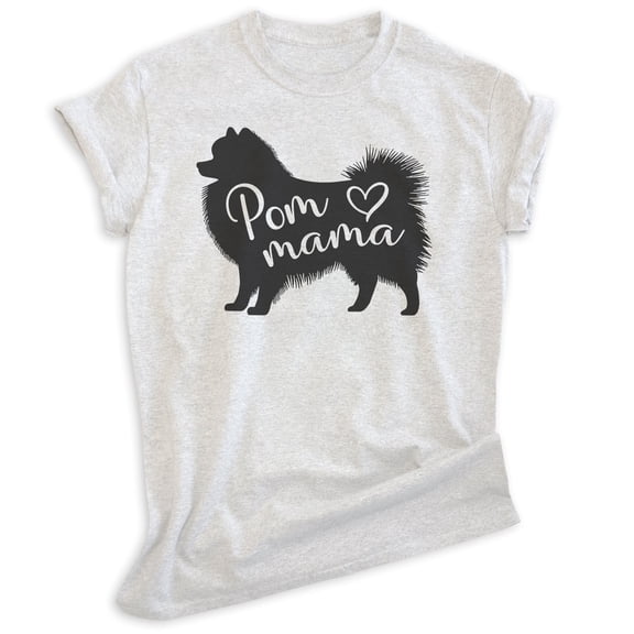 Pom Mama T-shirt, Unisex Women's Shirt, Pomeranian, Pom Owner, Best Dog Mama Gift, Heather Ash, 3X-Large
