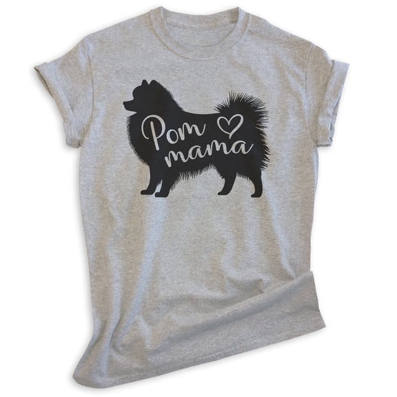 Pom Mama T-shirt, Unisex Women's Shirt, Pomeranian, Pom Owner, Best Dog Mama Gift, Heather Gray, Medium