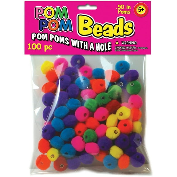 Pom Pom Beads - 1/2", 100 Piece Assortment