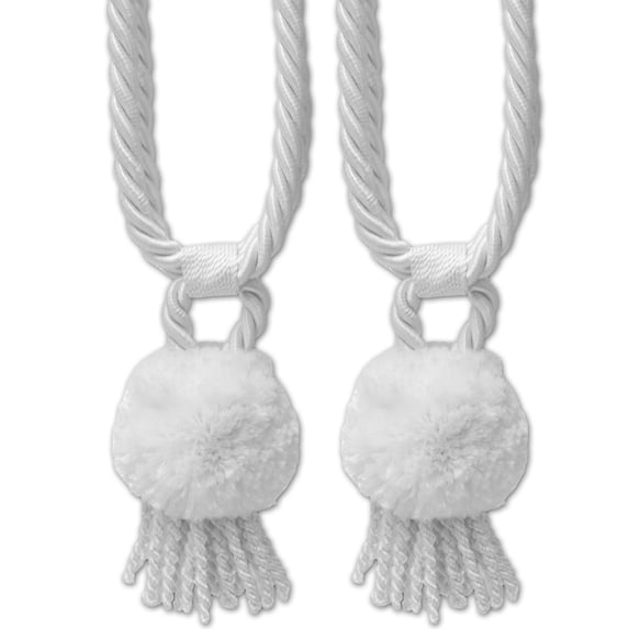 Pom Pom Braided Rope Window Curtain Tassel Tieback 2 Pack