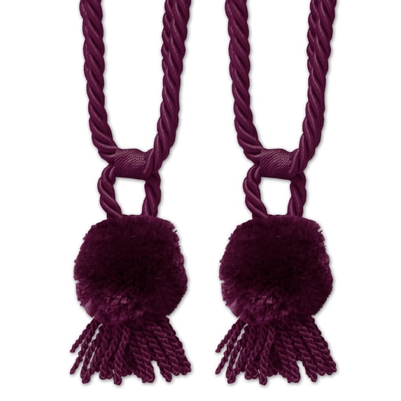 Pom Pom Braided Rope Window Curtain Tassel Tieback 2 Pack