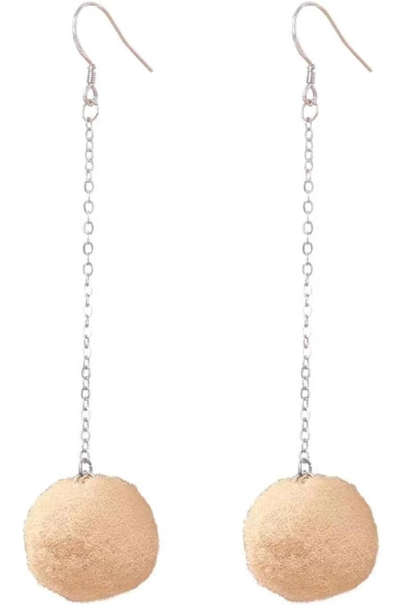 Pom Pom Earrings for Women Cute Colorful Faux Fur Fluffy Ball Dangle Earrings Trendy Long Chain Soft Pom Tassel Drop Earrings Lovely Jewelries in Autumn and Winter