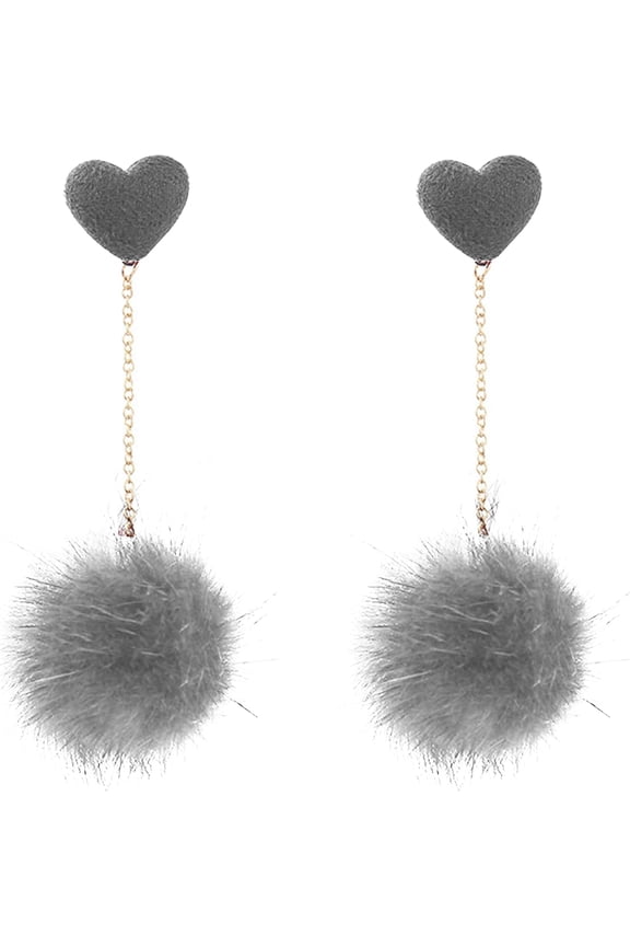 Pom Pom Earrings for Women Trendy Butterfly Puffy Dangle Earrings Faux Fur Ball Fluffy Earrings Rave Earrings Prom earrings Puffy Round Earrings Fun Fairy Earrings for women