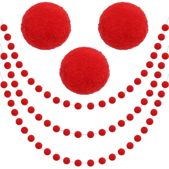 Pom Pom Garland Colorful Felt Ball Ornament Garland Christmas Decorations, Cute Pompom String for Christmas Tree Decor Holiday Party Birthday Banner