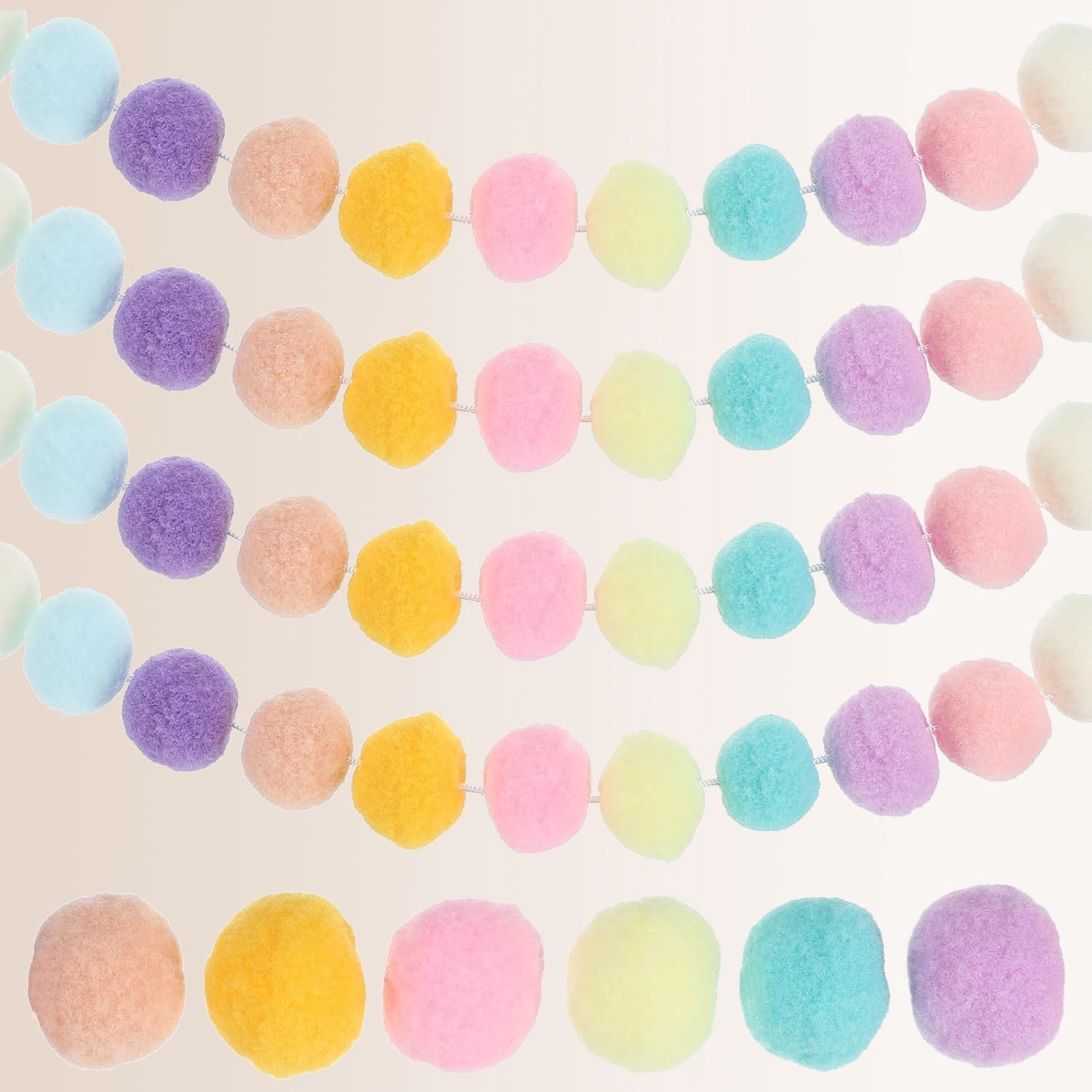 Pom Pom Garland Decorations, Colorful Felt Ball Garland Banner Rainbow Pompom Hanging Decor for Tree Ornaments Homes Decor