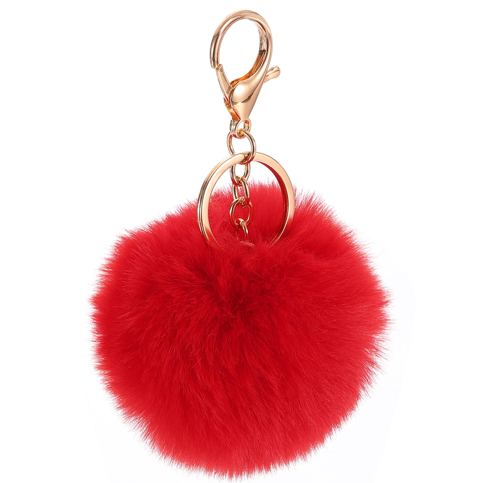 Elegant Red Backpack with Pom Pom Charm Elegant Red Heart Shaped Chic Pompom Bag Charms | Chic main image 2