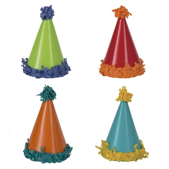 Pom Pom Mini Party Hats, 8ct