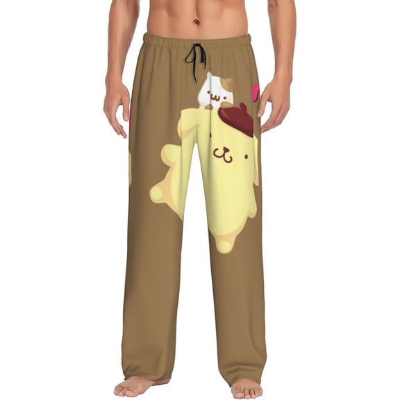 Pom Pom Purin Men's Pajama Pant Soft Comfy Lounge Pj Bottoms Loose Elastic Waistband Adult Sleep Pants with Pockets Drawstring
