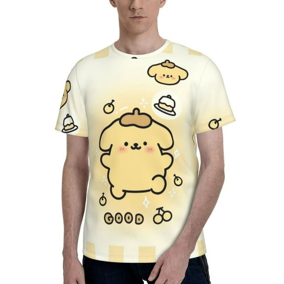 Pom Pom Purin Men's T Shirts Cartoon Graphic Short Sleeve Tees Novelty Casual Unisex Adults Tee Shirt Tops