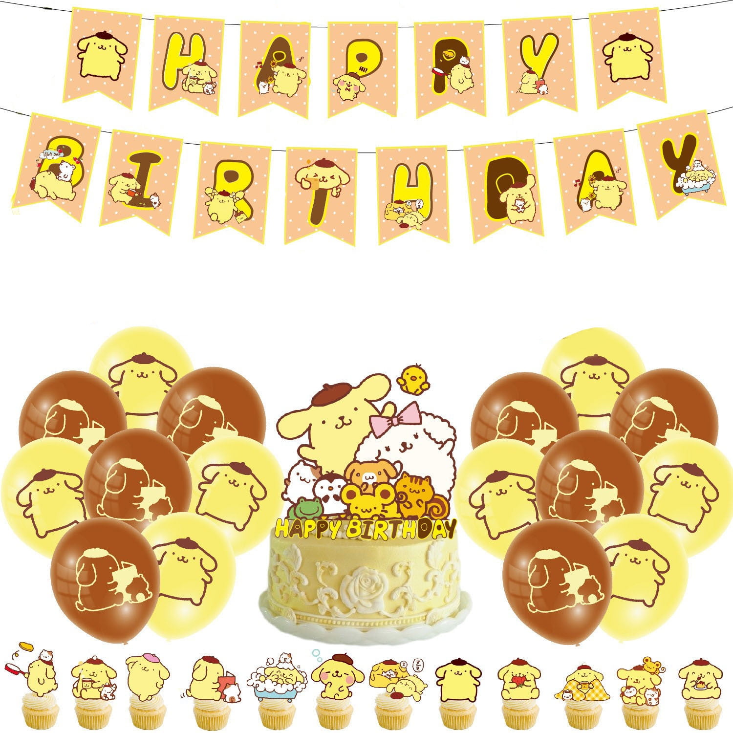 Pom Pom Purin Theme Cartoon style Birthday Decoration Kits，Party ...