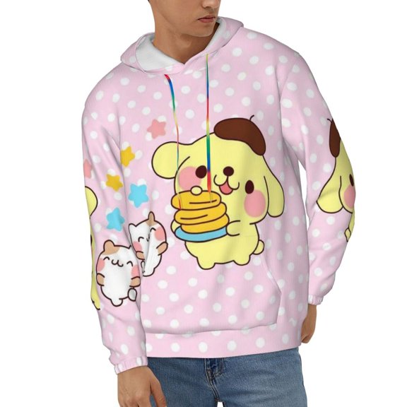 Pom Pom Purin Unisex Hoodies 3D Print Hooded Sweatshirt for Men Women, Long Sleeve Fall Pullover Top with Pockets
