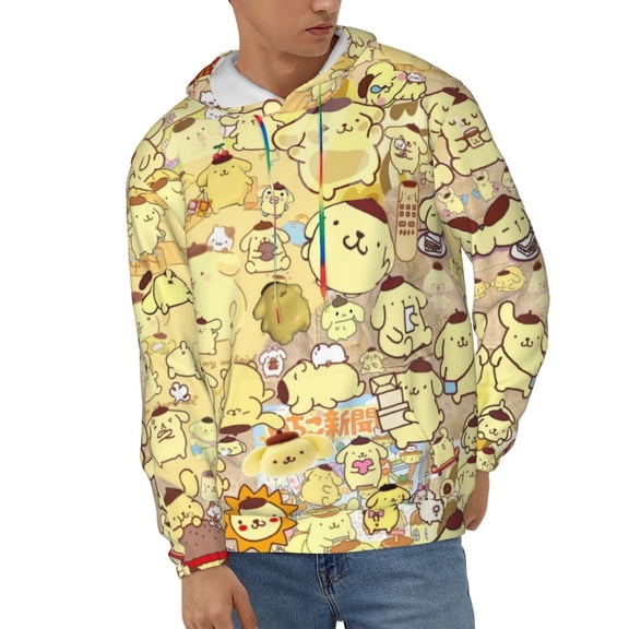 Pom Pom Purin Unisex Hoodies 3D Print Hooded Sweatshirt for Men Women, Long Sleeve Fall Pullover Top with Pockets