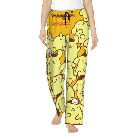 Pom Pom Purin Women's Pajama Pants Comfy Casual Loose Sleep Bottoms Pants Drawstring Wide Leg Long Lounge Pants
