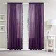 thumbnail image 1 of Pom-Pom Tassel Window Drapes, (Set of 2) Multipurpose Sheer Curtains, 40 X 84, Eggplant Purple, 1 of 5
