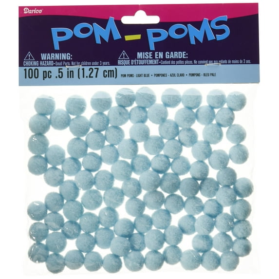 Pom Poms .5 Inch 100/Pkg-Light Blue