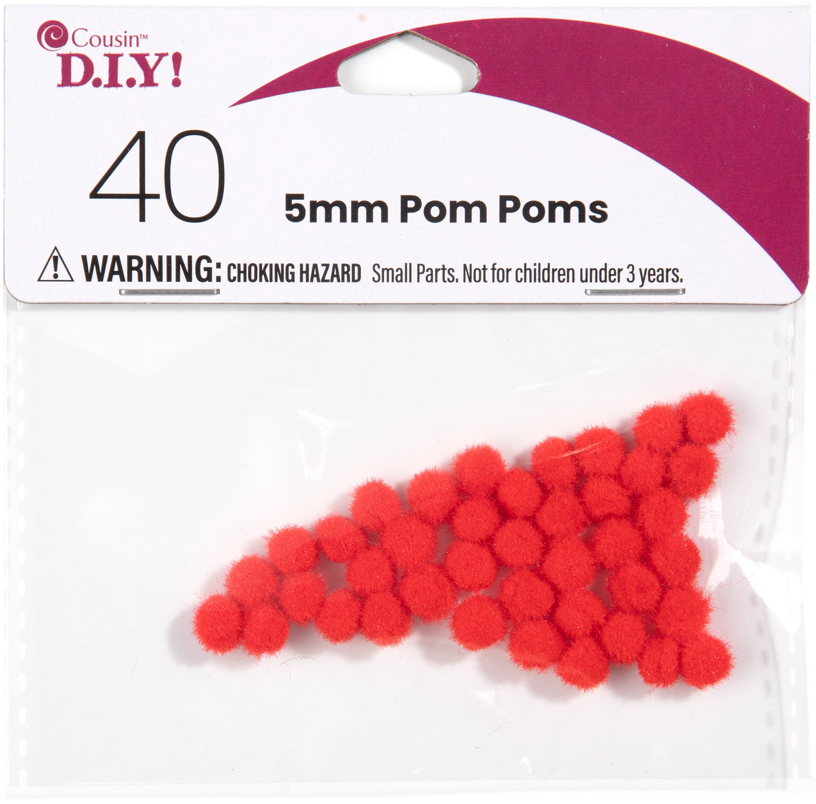 Pom-Poms 5mm 40/Pkg-Red 