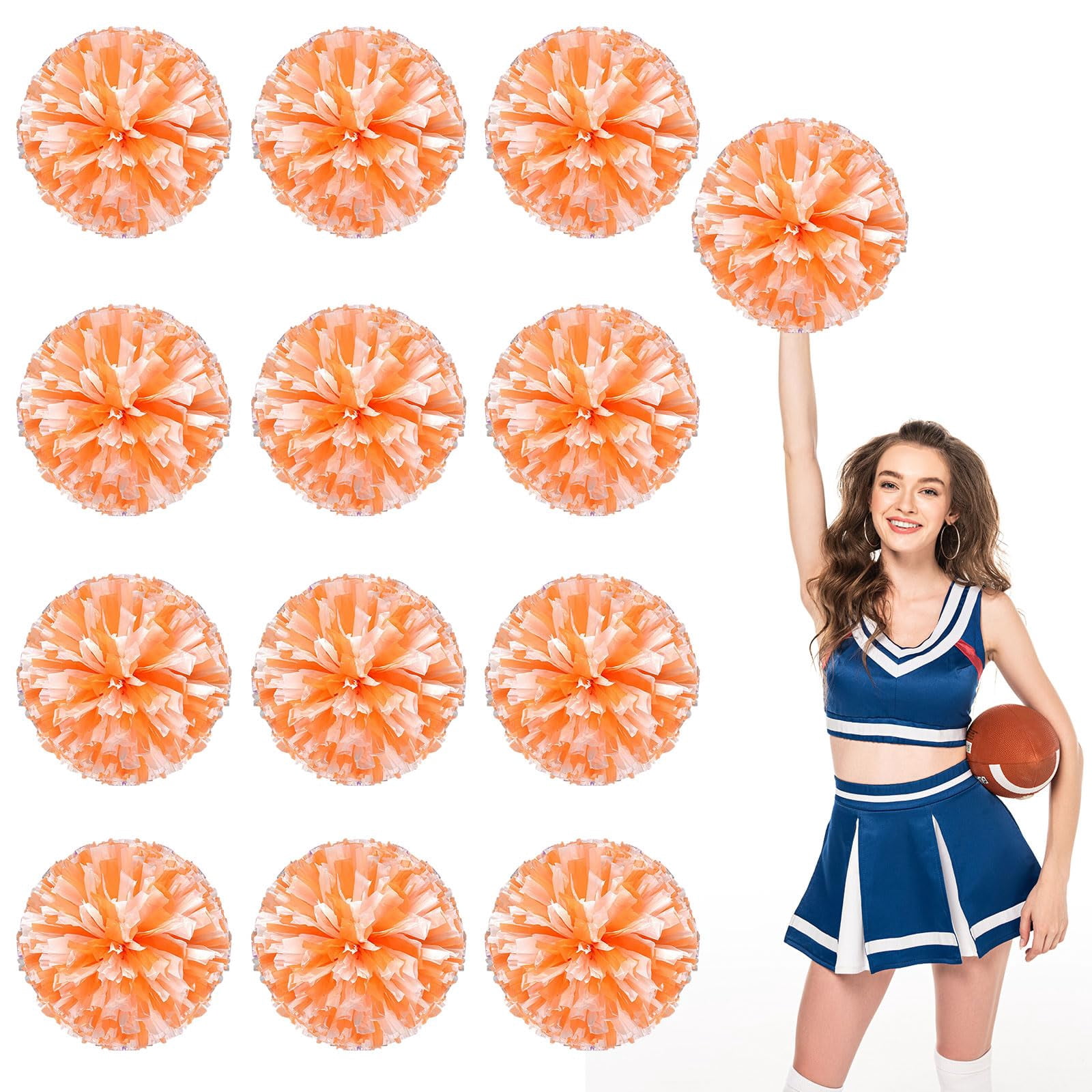 Pom Poms Cheer 12 Pieces, Cheerleading Pompoms Handheld Squad Set for Sports Team, Party, Festival, Adults Kids, Easy Fluff Design