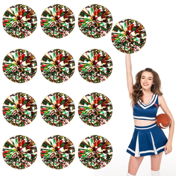 Pom Poms Cheer 12 Pieces, Cheerleading Pompoms Handheld Squad Set for Sports Team, Party, Festival, Adults Kids, Easy Fluff Design