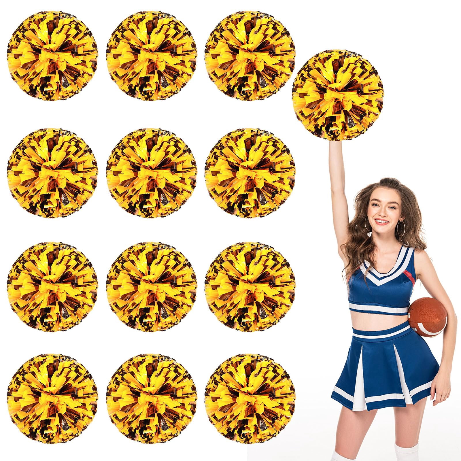 Pom Poms Cheer 14 Pieces, Cheerleading Pompoms Handheld Squad Set for Sports Team, Party, Festival, Adults Kids, Easy Fluff Design