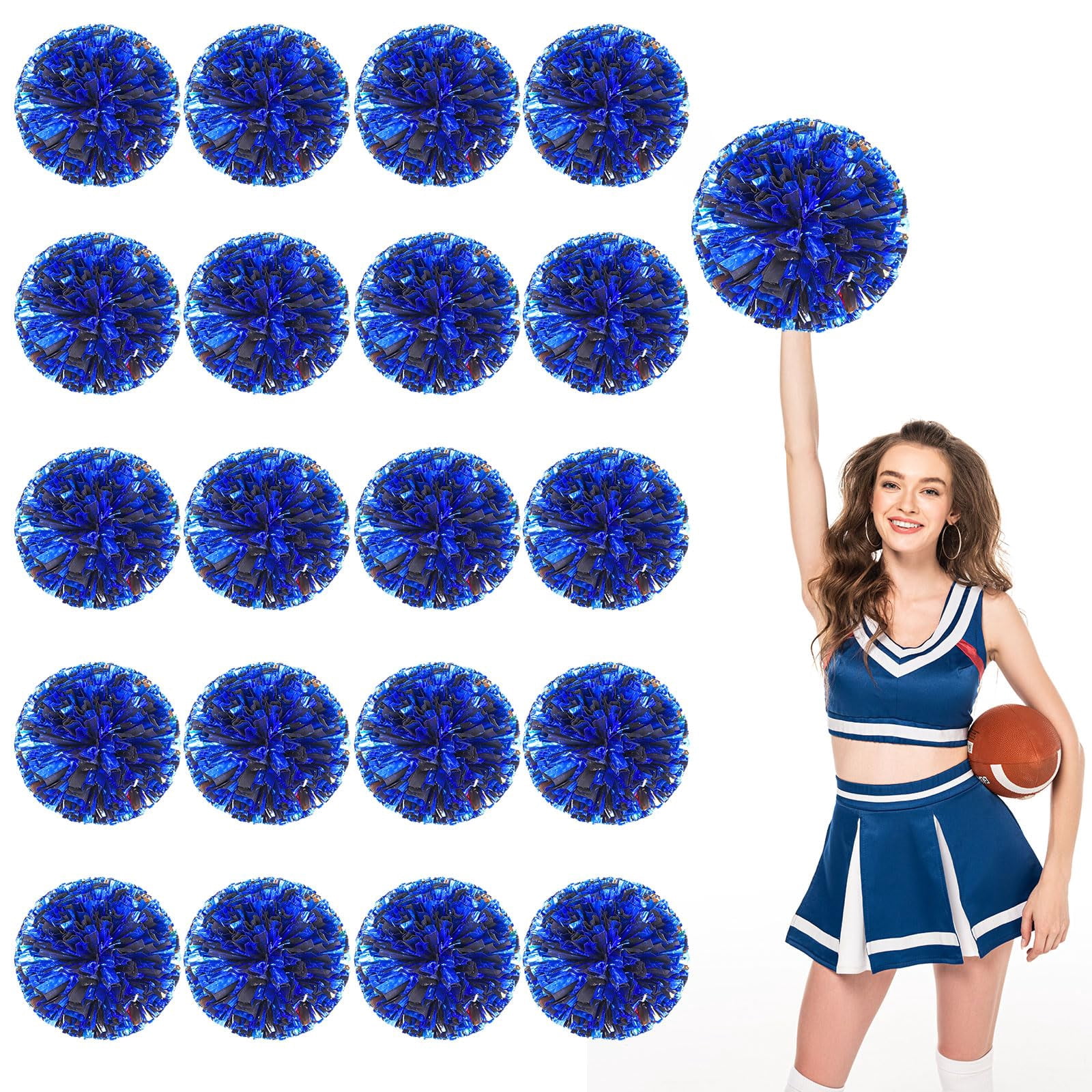 Pom Poms Cheer 20 Pcs with Four Finger Handle, Cheerleading Handheld Squad Pompoms for Sports Team Cheer Spirit Games Dance Party Adults