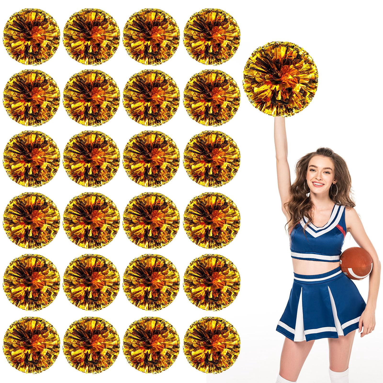 Pom Poms Cheer 22 Pcs with Four Finger Handle, Cheerleading Handheld Squad Pompoms for Sports Team Cheer Spirit Games Dance Party Adults