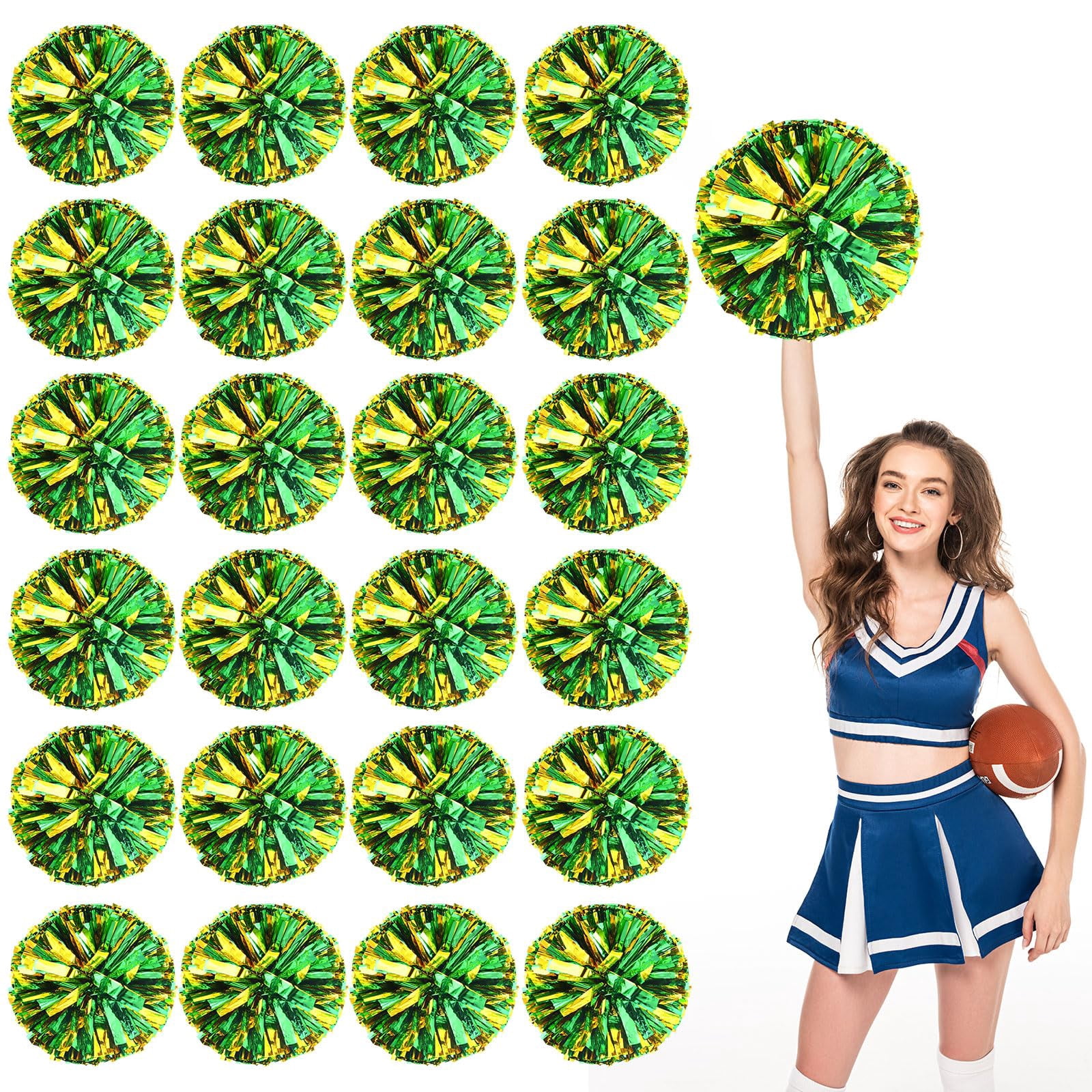 Pom Poms Cheer 22 Pcs with Four Finger Handle, Cheerleading Handheld Squad Pompoms for Sports Team Cheer Spirit Games Dance Party Adults
