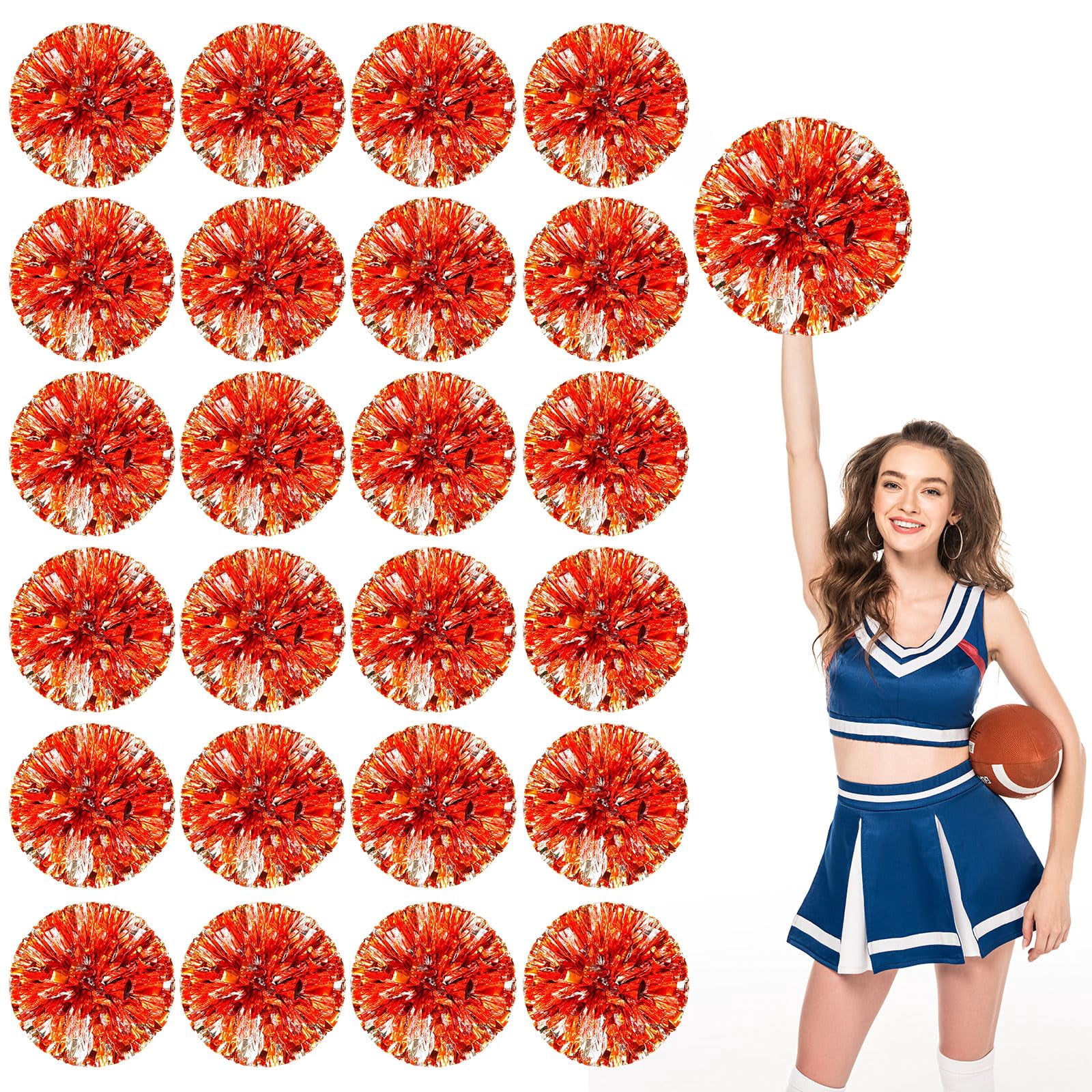 Pom Poms Cheer 22 Pcs with Four Finger Handle, Cheerleading Handheld Squad Pompoms for Sports Team Cheer Spirit Games Dance Party Adults