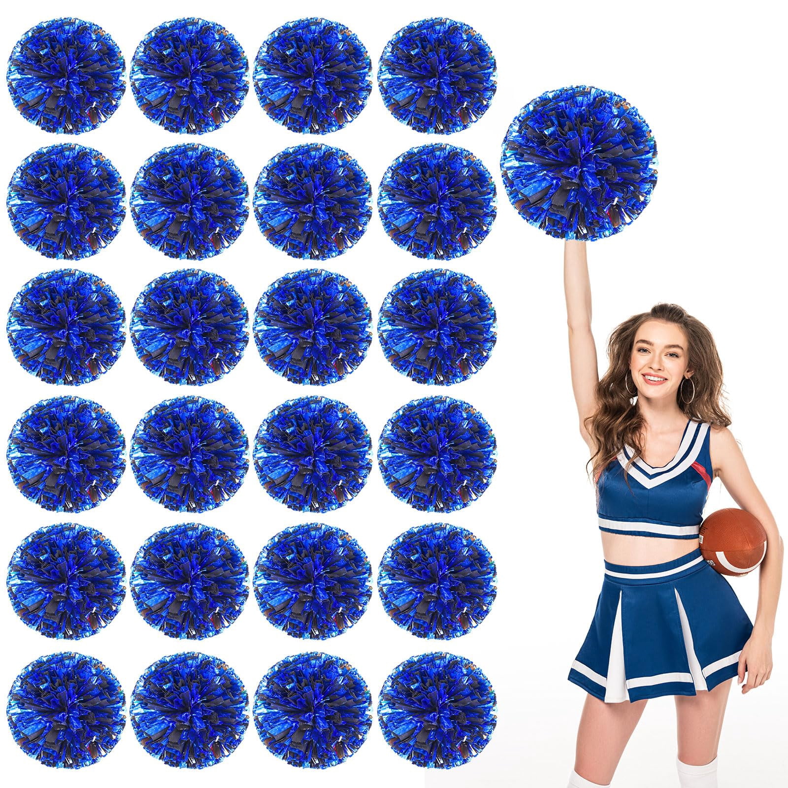 Pom Poms Cheer 22 Pcs with Four Finger Handle, Cheerleading Handheld Squad Pompoms for Sports Team Cheer Spirit Games Dance Party Adults