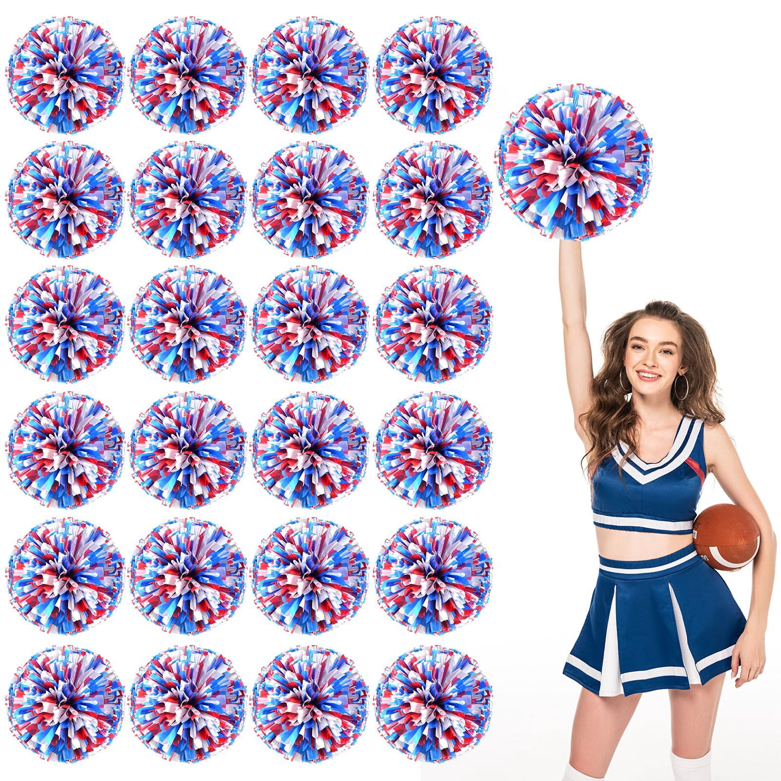 Pom Poms Cheer 22 Pieces, Cheerleading Pompoms Handheld Squad Set for Sports Team, Party, Festival, Adults Kids, Easy Fluff Design