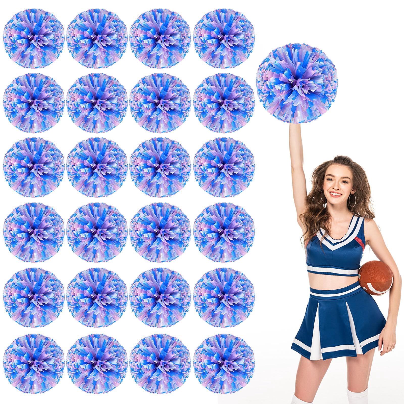 Pom Poms Cheer 22 Pieces, Cheerleading Pompoms Handheld Squad Set for Sports Team, Party, Festival, Adults Kids, Easy Fluff Design
