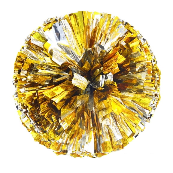Pom Poms Cheerleading, Accessories For, Team Events, 13In, Four Finger Hold, Dense Metallic Strands, Gold Silver, 2 Pack