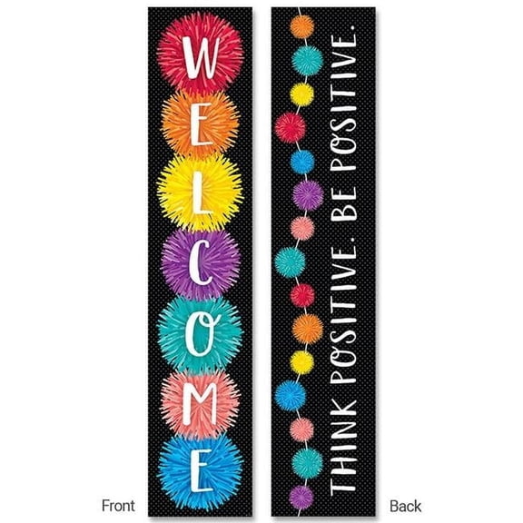 Pom Poms Double-Sided Banner, Multi Color - 3 Each