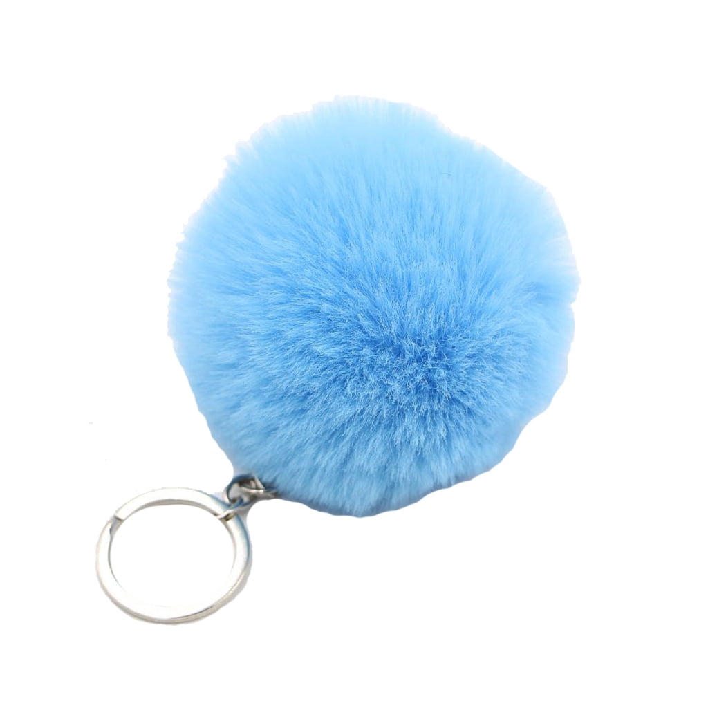 Pom Poms Keychain Fluffy Pompoms Faux Fur Puff Ball Keyrings for Girls