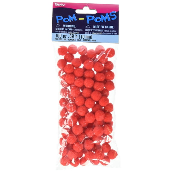 Pom-poms .25" 100/pkg-red
