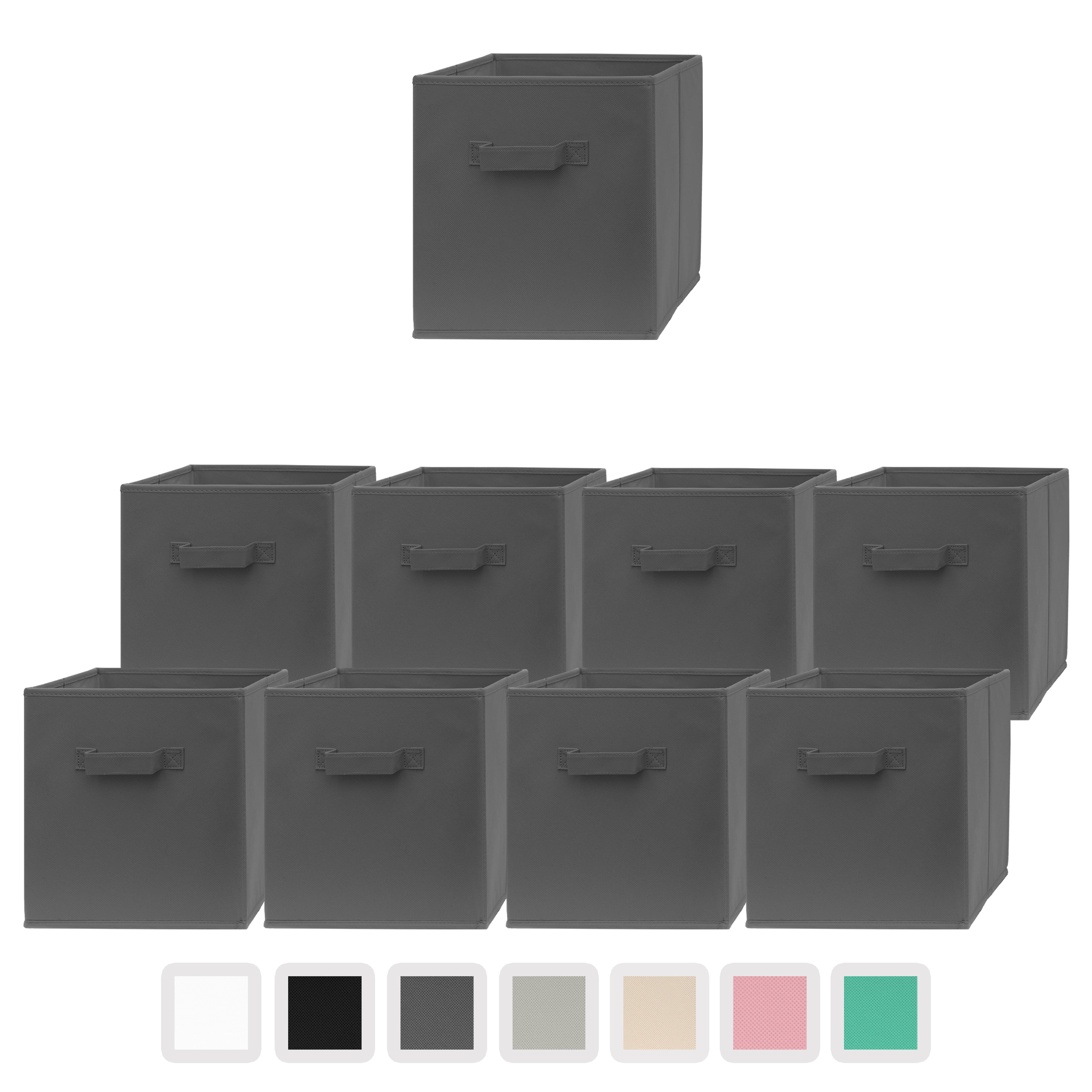 Pomatree 11 Inch Cube Storage Bin - 9 Pack – Fabric Cube Organizer Bins  (Dark Grey) 