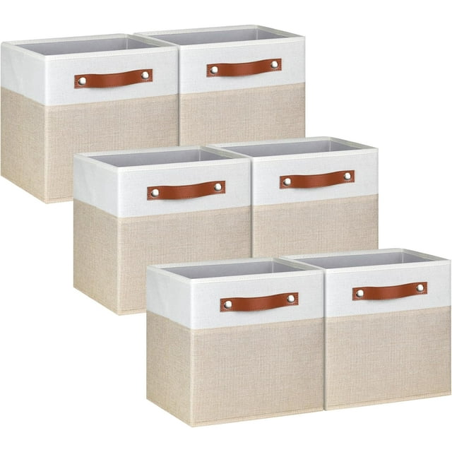 Pomatree 13x13 Storage Cubes 6 Pack Linen Fabric 13 Inch Cube