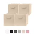 thumbnail image 1 of Pomatree 13x13x13 Inch Storage Cubes - 4 Pack - Large and Sturdy Fabric Storage Bins (Beige), 1 of 7