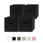 Pomatree 13x13x13 Inch Storage Cubes - 4 Pack - Large and Sturdy Fabric Storage Bins (Black)