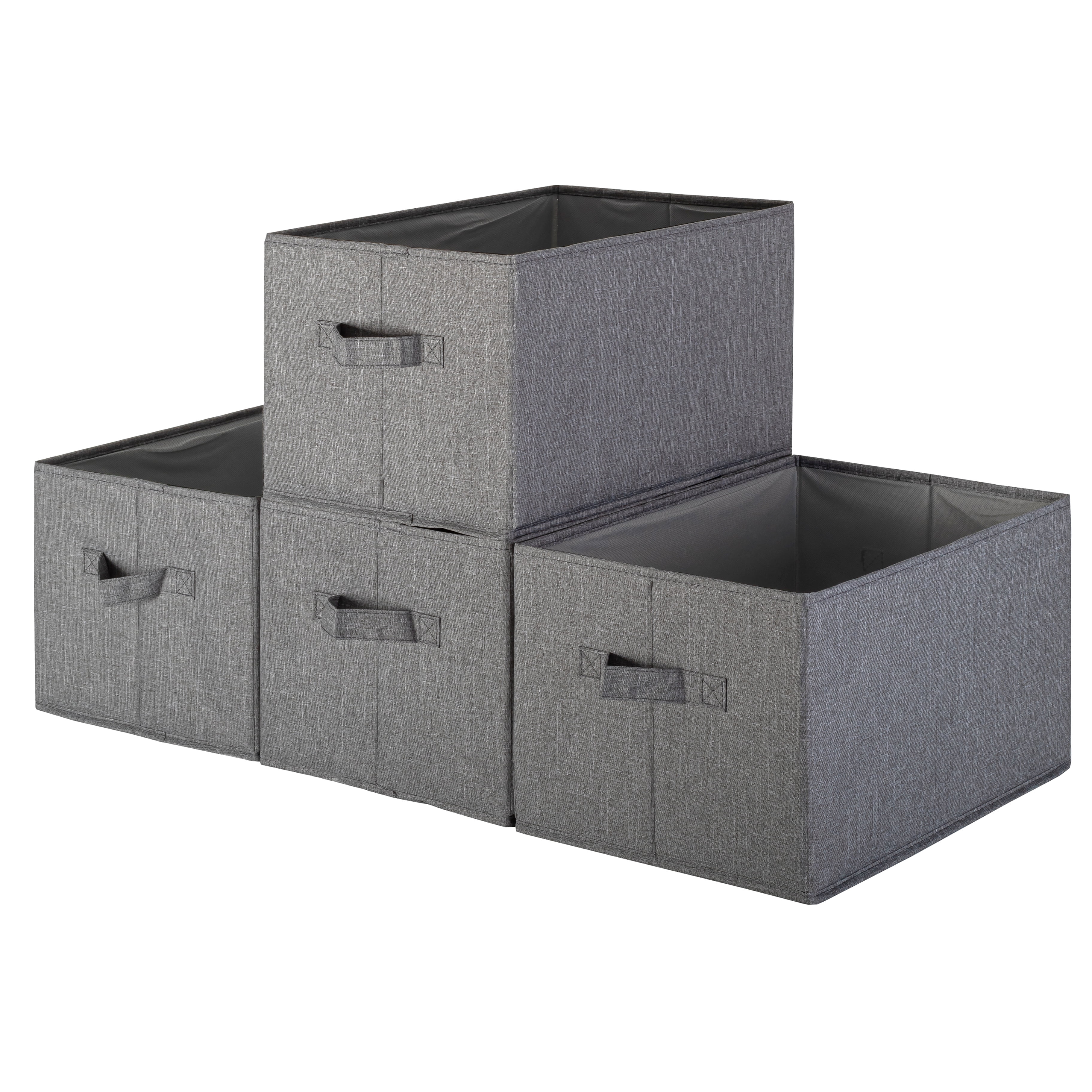 Pomatree Storage Basket - 4 Pack - Fabric Foldable Storage Baskets for Shelves (Grey)