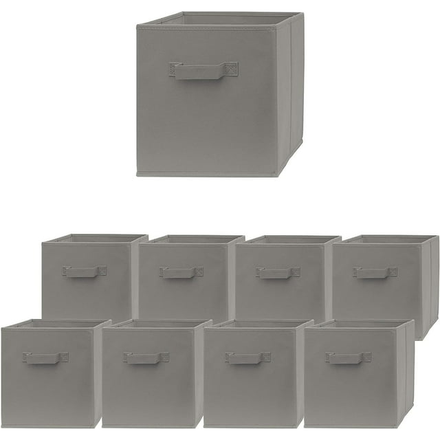 Pomatree Storage Cube Bins, 9 Pack, Sturdy Fabric Basket Bins. 11" (Grey)