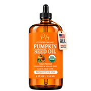 Pomberries Organic Pumpkin Seed Oil for Hair & Skin, Cold Pressed, 4 fl oz, Made in USA