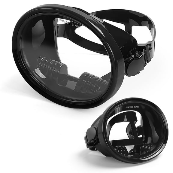 Pombri Snorkeling Gear for Adults - Anti-Fog Tempered Glass Mask, Oval Silicone Skirt for Spearfishing, Freediving & Snorkeling, Comfortable Fit, Clear Vision