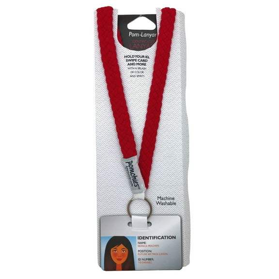 Pomchies Pom-Lanyard Identification Holder with Breakaway Red PB49103
