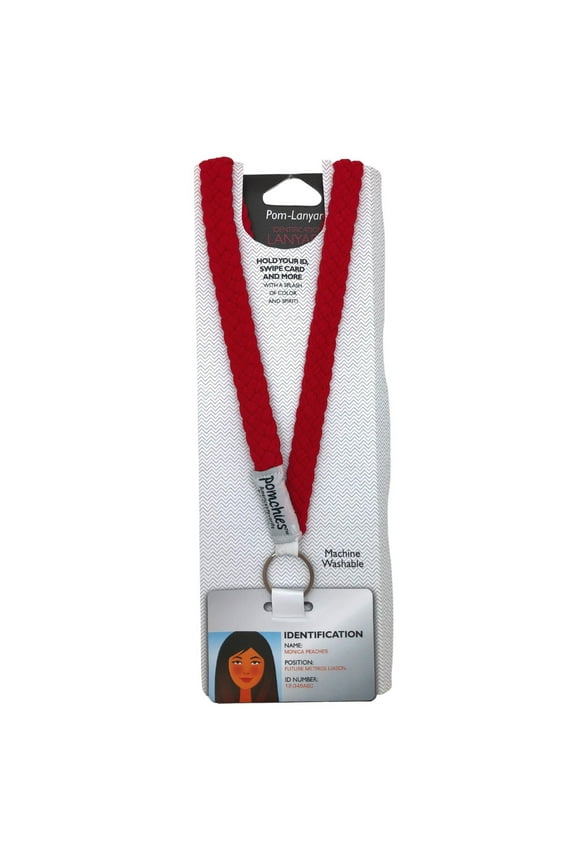 Pom-Lanyard Identification Holder with Breakaway Red PB49103