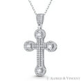 thumbnail image 1 of Pomee Cross Cubic Zirconia CZ Crystal Pave 39x22mm (1.5x0.9in) Christian Pendant & Chain Necklace in .925 Sterling Silver w/ Rhodium, 1 of 1