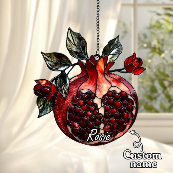 Pomegranate Acrylic Suncatcher Fruit Kitchen Decor Window Hanging Gift For Her